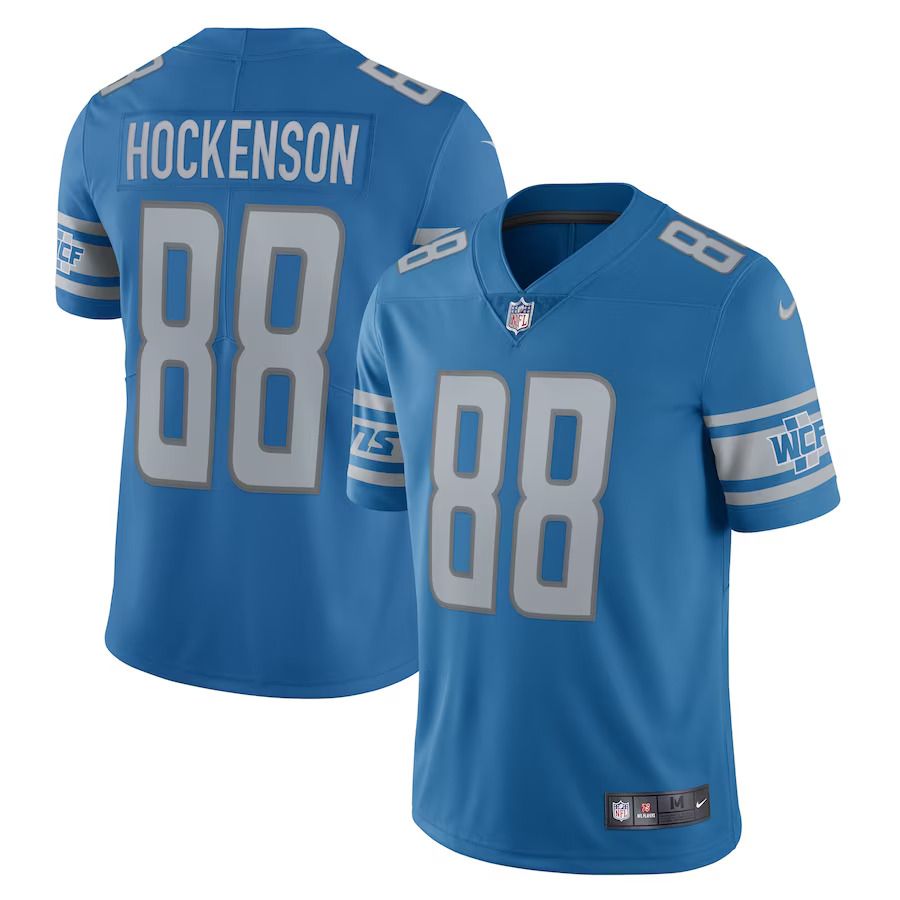 Men Detroit Lions 88 T.J. Hockenson Nike Blue Vapor Limited NFL Jersey